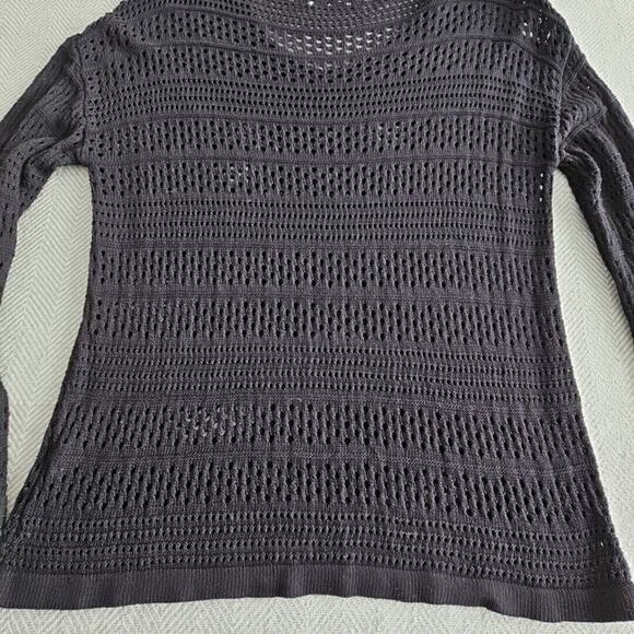 Hooklzo Tunic Blouse Medium Black Crochet Fairycore Y2K Boho Long Sleeve Luxe - Picture 7 of 15